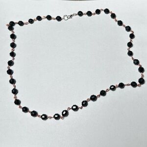 Spinel Necklace handmade gemstone black copper wire